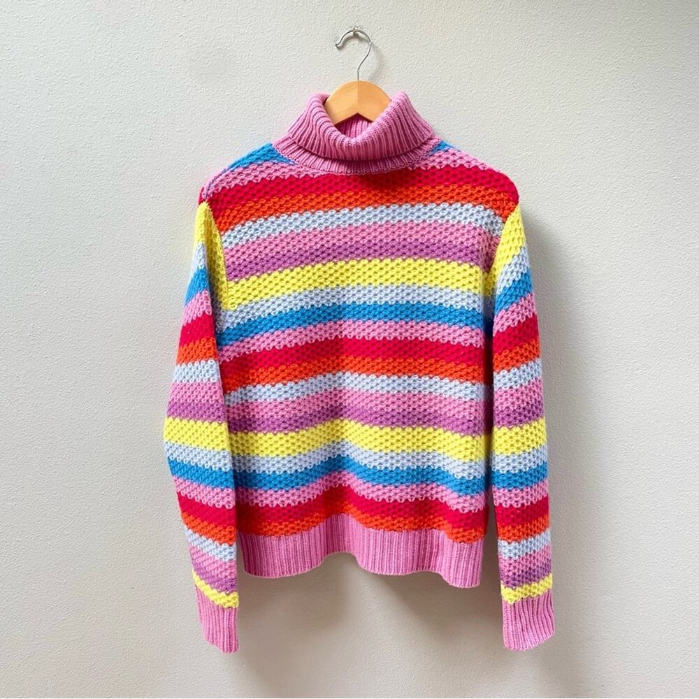 Anthropologie Cashmere and Wool Striped Turtleneck Knit Sweater Women's Large